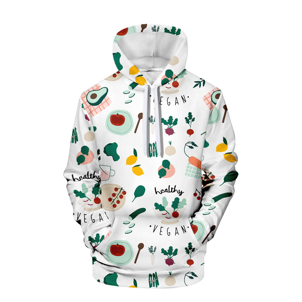 3D Printed Hooded Sweatshirt with Creative Veggies