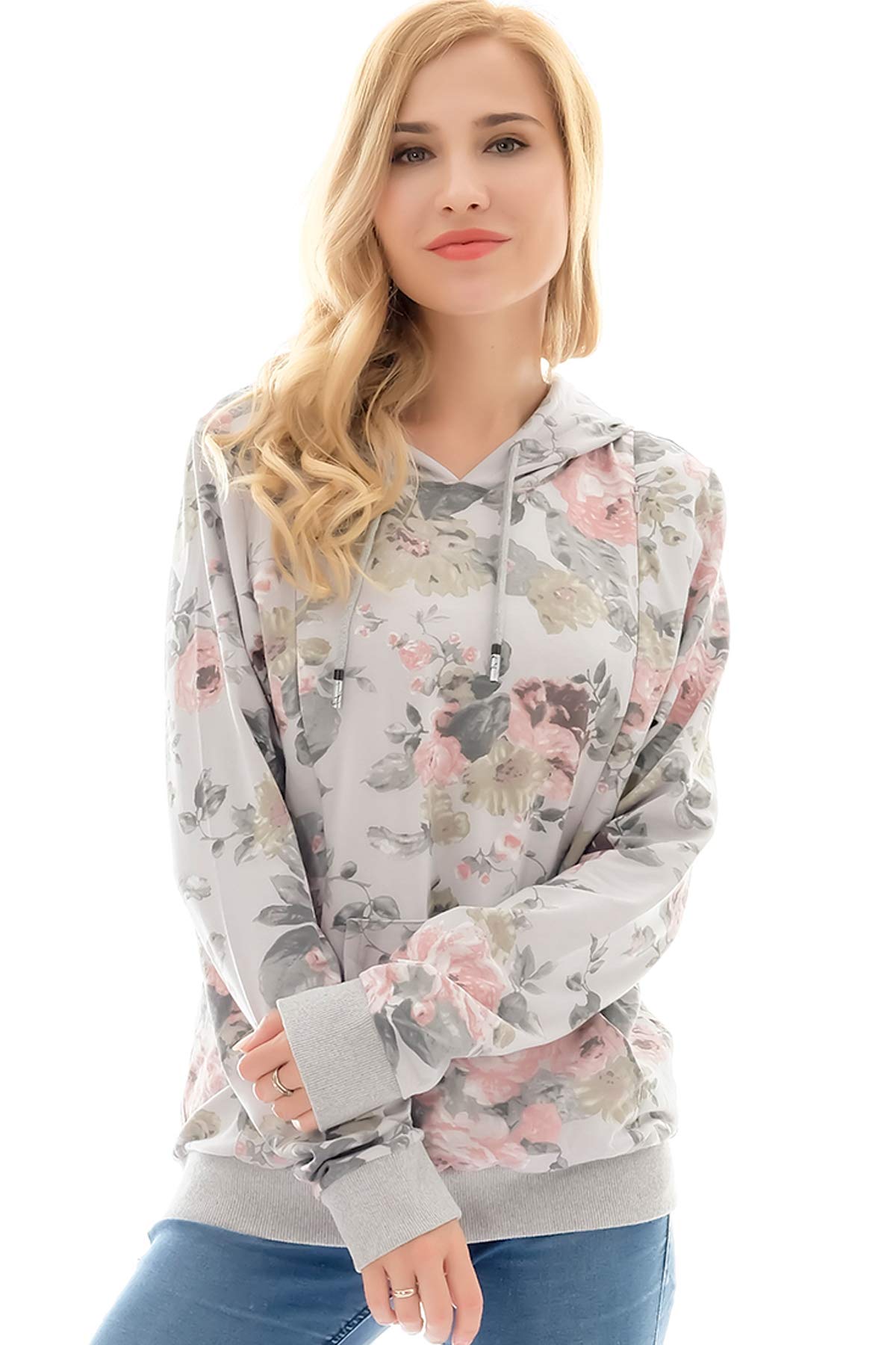 Bearsland Womens Maternity Sporty Hoodie Breastfeeding Shirt Nursing Sweatshirt with PocketsgraycamelliaXL