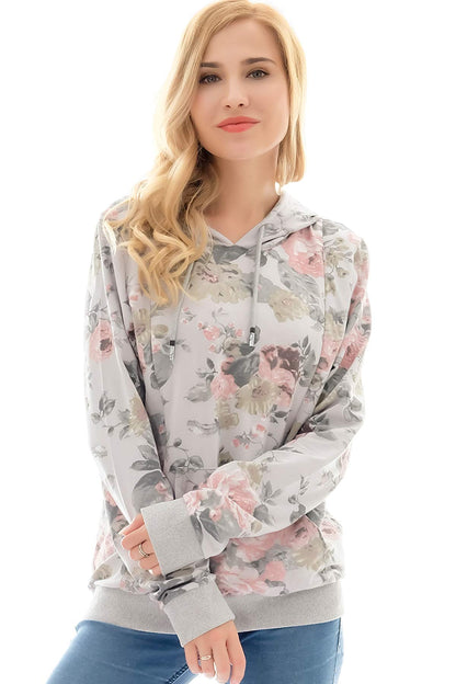 Bearsland Womens Maternity Sporty Hoodie Breastfeeding Shirt Nursing Sweatshirt with PocketsgraycamelliaXL