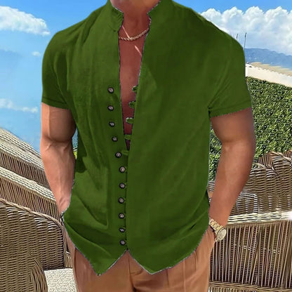 Men's Slim Fit Solid Color Short Sleeve Shirt