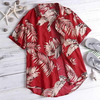 Floral Print Men's Short Sleeve Vacation Shirt