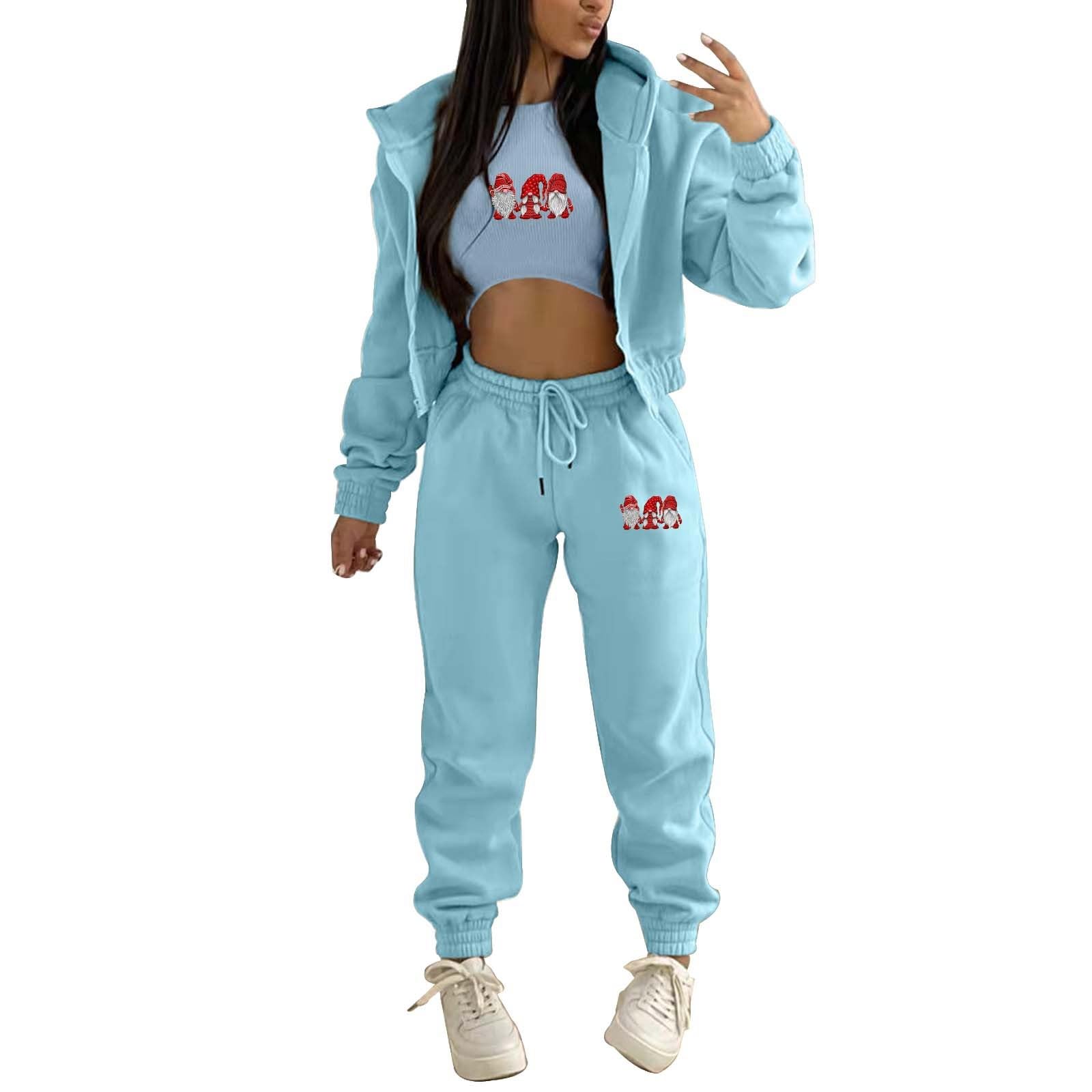 JMMSlmax Women's 3-Piece Zip Lounge Tracksuit