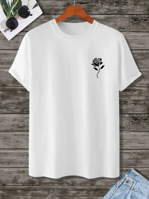 Men's Rose Motif Crew Neck Tee
