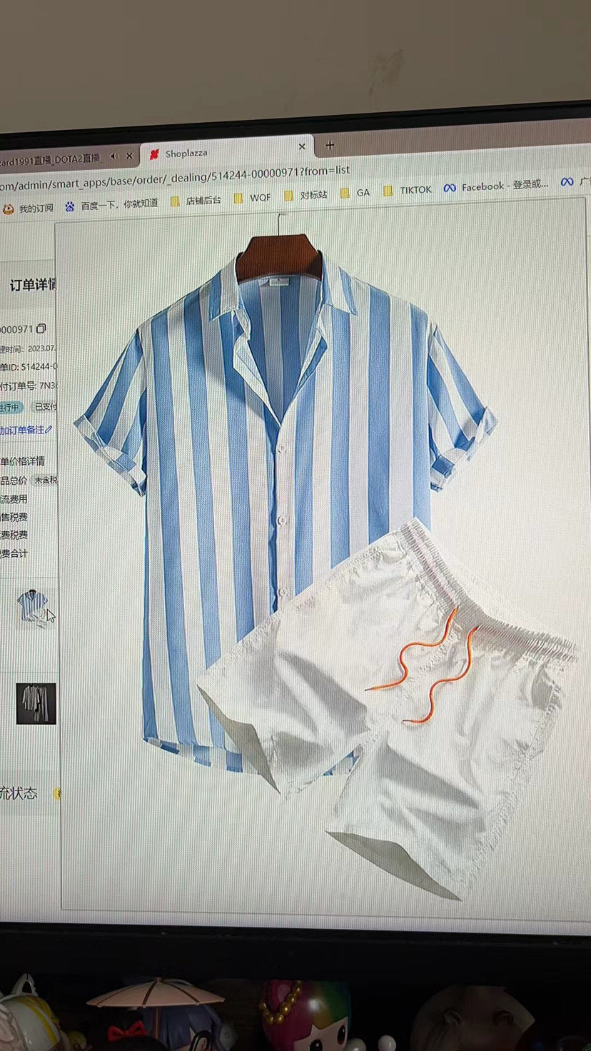 Men's Casual 3D Printed Hawaiian Shirt and Shorts Set