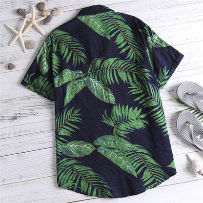 Floral Print Men's Short Sleeve Vacation Shirt