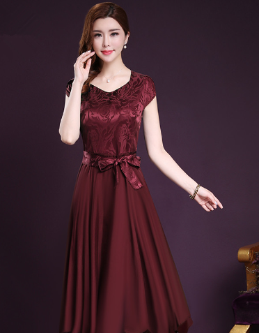 Printed Mid-length Blue Slim Fit Dress