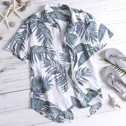 Floral Print Men's Short Sleeve Vacation Shirt